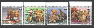 Upper Volta. 1984. 957-60 from the series. WWF Leopards predators fauna. MNH.