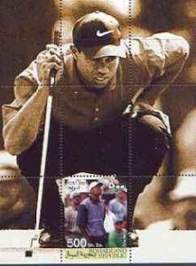 Somaliland 2001 Tiger Woods perf m/sheet #06 (500s value)...