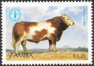 Zambia 1987 Cattle Scott # 419 Mint NH. Free Shipping for All Additional Items.