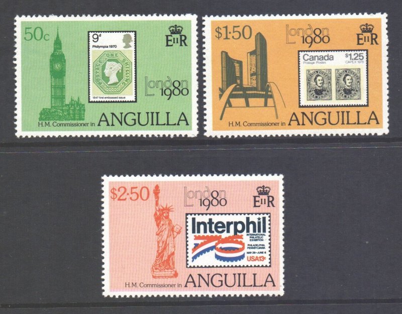 Anguilla  Scott 391/393 - SG407/409, 1980 London 80 Set MH*