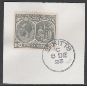 St KITTS-NEVIS 1920 KG5 MEDIC  SPRING 2d  on piece with MADAME JOSEPH  POSTMARK