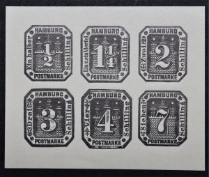 Hamburg #24 MNH Counterfeit Forgery Stamps Mini Sheet of 6