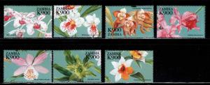 Zambia Scott 762-a-g MNH** 1998 Flower, Orchid stamps