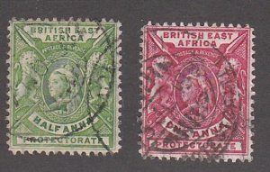 British East Africa # 72-73Queen Victoria & British Lions, Used, 1/3 Cat.