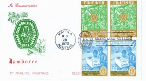 Philippines 1973 Sc 1221a-1222a IMPERFORATE BLOCK OF 4 FDC-d