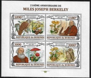 Burundi #1355 MNH Mini Sheet - Miles Joseph Berkeley - Owls