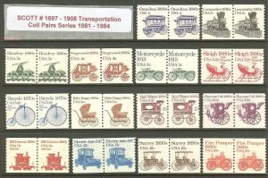 US Scott # 1897-1908 1981-84 Transportation Coil Pairs MNH 