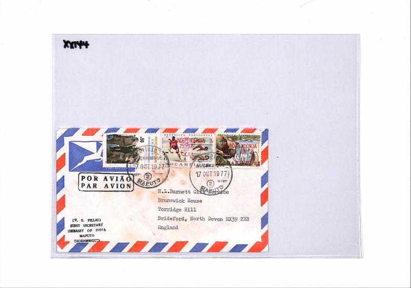 XX144 1977 MOZAMBIQUE Maputo GB Devon Airmail Cover  