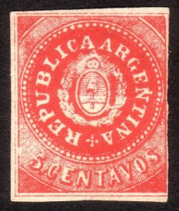 1862, Argentina, 5c, MNG, Sc 7C