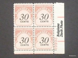 BOBPLATES #J98 Postage Due Plate Block F-VF MNH DCV=$3.5~See Details for #s/Pos