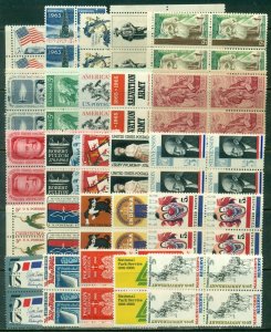 25 DIFFERENT SPECIFIC 5-CENT BLOCKS OF 4, MINT, OG, NH, GREAT PRICE! (25)