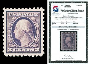 Scott 426 1914 3c Washington Perf 10 Mint Graded XF-Sup 95J LH with PSE CERT!