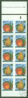 USA Scott 2494a Peach  Pear Booklet BC59 CV $26 P#11111