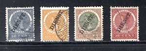 Netherlands Indies #O10, O13, O15, O18   VF, Used, CV $17.25 .....  4220226