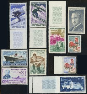 France #1018-1026 Postage Stamp Collection Europe 1962 Mint NH OG