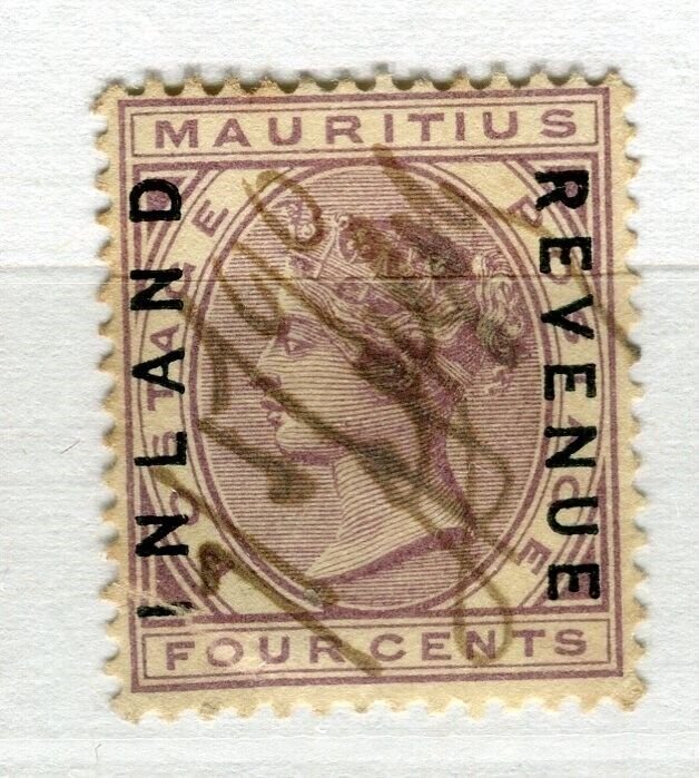 MAURITIUS; 1890s early classic QV Inland Revenue Optd. issue used 4c. value