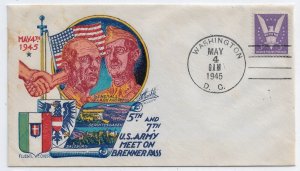 WW2 Patriotic Cover: 5th & 7th Army Meet at Brenner Pass 4 May 45 (53932)