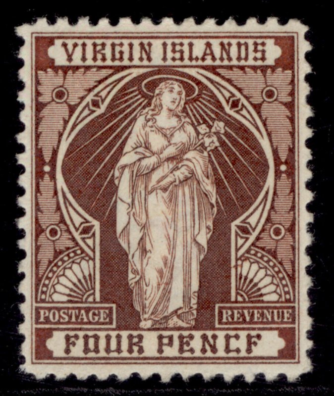 BRITISH VIRGIN ISLANDS QV SG46a, 4d brown, M MINT. Cat £750. FOURPENCF ERROR