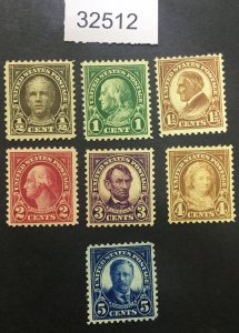 US STAMPS #551-557 MINT OG H  LOT #32512