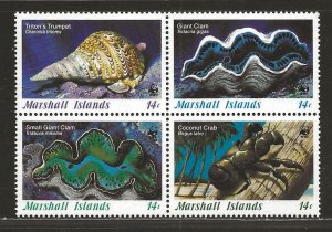 Marshall Islands MNH Block 113a Triton Shell Clam & Crab 1986