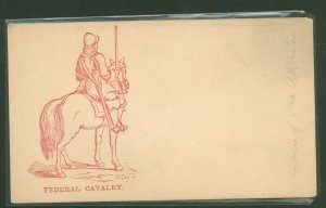 US  (Circa 1863) Civil War Patriotic - Soldier on Horseback Federal Cavalry unused