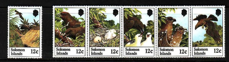 Solomon Is-Sc#465-70- id9-unused NH set-Birds-Sandford's Eagle-1982-