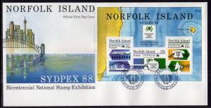 Norfolk Island 439a Sydpex Souvenir Sheet U/A FDC