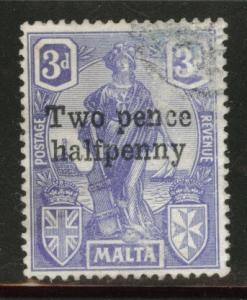 MALTA  Scott 115 used 1925 Opt stamp