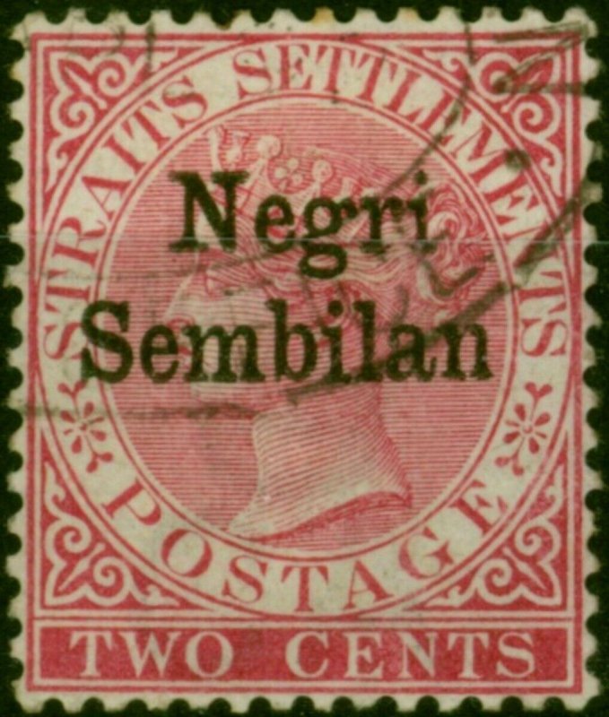 Sungei Ujong 1891 2c Bright Rose SG1 Fine Used