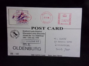 LUNDY: LUNDY STAMP USED ON 1998 POSTCARD