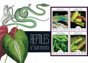 Guyana - 2012 - Reptiles Of South America - Sheet Of 4  - MNH