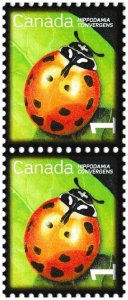 Canada 2234 Beneficial Insects Convergent Lady Beetle 1c vert pair MNH 2007