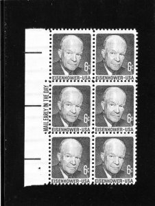 1393 Eisenhower, MNH Left Side Mail Early blk/6