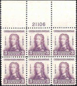 726 Mint,OG,NH... Plate Block of 6... SCV $15.00