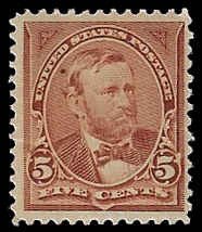 U.S. #255 Unused OG H; 5c Grant (1894)