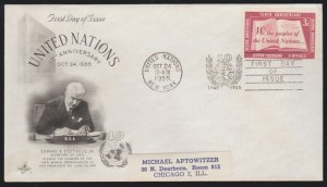 UNITED NATIONS 1955 FDC. # 15