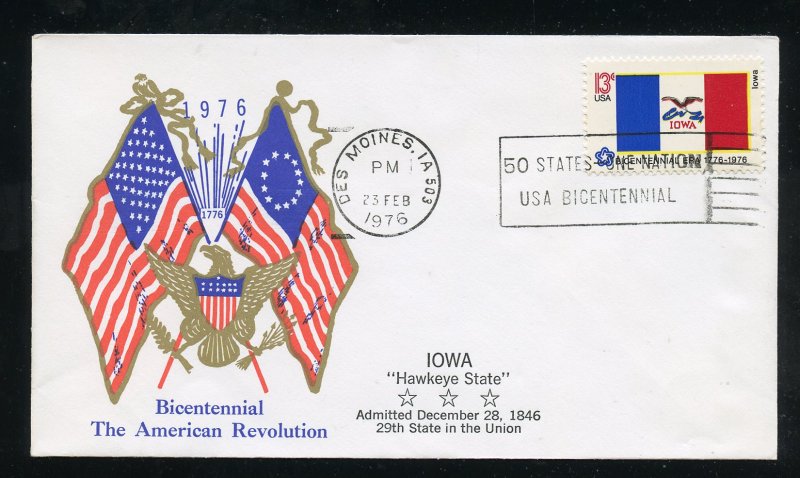 US 1661 American Bicentennial -  Iowa UA Al Tag Boerger cachet FDC 