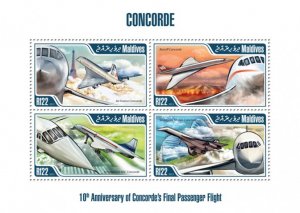 MALDIVES - 2013 - Concorde - Perf 4v Sheet - Mint Never Hinged
