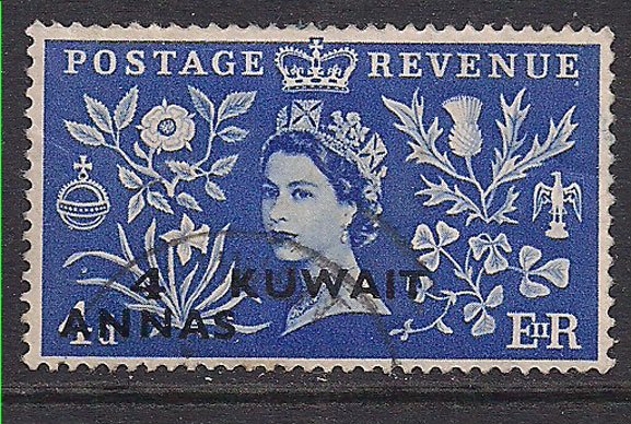 Kuwait 1953 QE2 4 Annas Ovpt On GB 4d Coronation Used SG 104 ( E1237 )