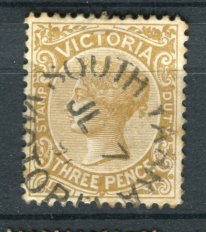 AUSTRALIA; VICTORIA 1890s classic QV issue used 3d. + Postmark  