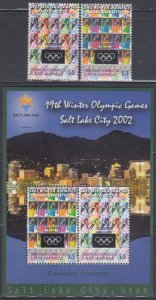 GRENADA GRENADINES Sc #2396-7a CPL MNH SET of 2 + S/S -  2002 WINTER OLYMPICS