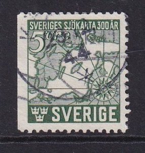 Sweden #348  used 1944 Baltic chart  perf. 12 1/2  Imperf. left  5o