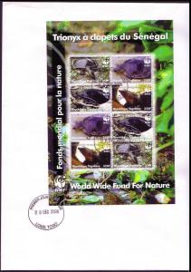 Togo WWF Senegal Flapshell Turtle FDC Sheetlet of 8 stamps / 2 sets