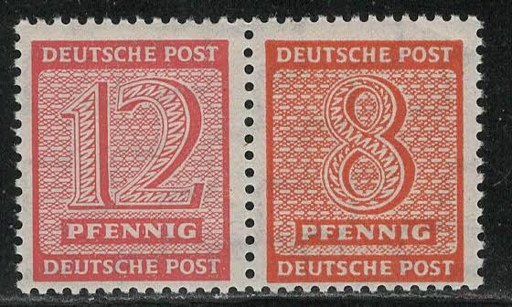 GDR West Saxony Scott # 14N7, 14N5, mint nh, se-tenant, Mi # WZd16