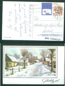 Denmark. Christmas Card 1976. Seal+ 80 Ore. 24 Dec. Soro. Redirected. Old Town. 