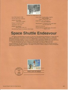 US SP956A $10.75 Endeavor Shuttle Souvenir Page #2544A