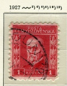 CZECHOSLOVAKIA; 1927 President Masaryk issue used Shade of 1k. value