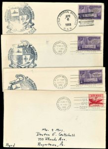 1958 OPERATION DEEP FREEZE COVER  (LOT OF 4) BYRD STATION and LITTLE AMERICA