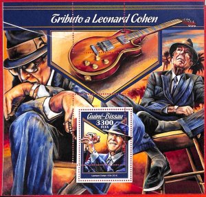 A5151 - GUINEA-BISSAU - ERROR MISPERF, Souvenir s: 2016, Leonard Cohen, Guitars