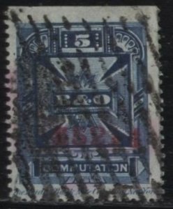 US 3T8 5¢ B. & O. proprietary telegraph stamp, blue (1886)